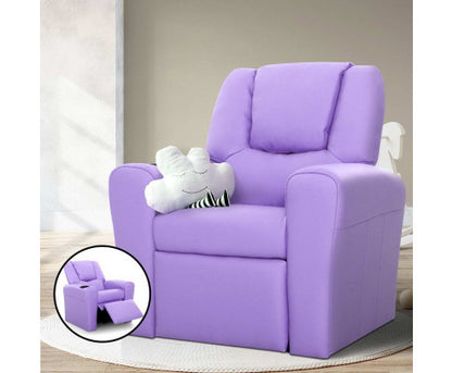 AMARIS  KIDS SINGLE LEATHERETTE RECLINER CHAIR (KID-RECLINER-PUR) - PURPLE