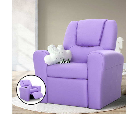 AMARIS  KIDS SINGLE LEATHERETTE RECLINER CHAIR (KID-RECLINER-PUR) - PURPLE
