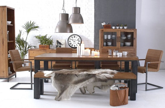 CIENNA 3 PIECE DINING SETTING WITH  1800(L) x 900(W) TABLE AND 2 X BENCHES- BLACK / OAK
