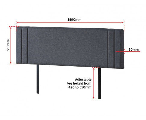 KING ANDORRA LINEN FABRIC HEADBOARD BEDHEAD - GREY