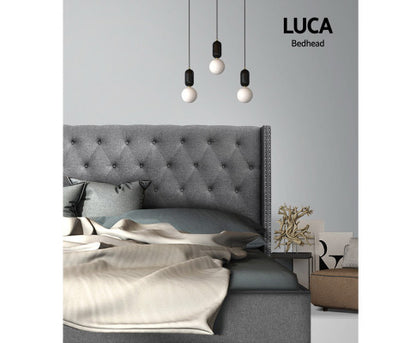 KING AUREL LINEN FABRIC HEADBOARD BEDHEAD - GREY