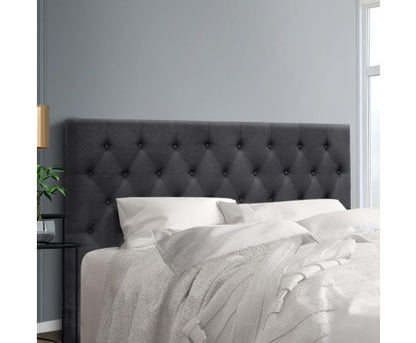 KING CELCIUS LINEN FABRIC HEADBOARD BEDHEAD - BEDHEAD HEIGHT 1200(H) - CHARCOAL