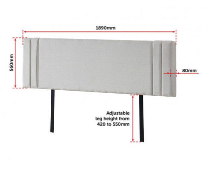KING ANDORRA LINEN FABRIC HEADBOARD BEDHEAD - BEIGE