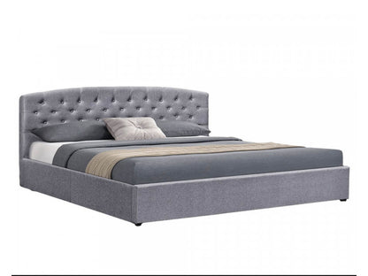 KING DIONYSUS FABRIC GAS LIFT STORAGE BED WITH HEADBOARD - DARK GREY