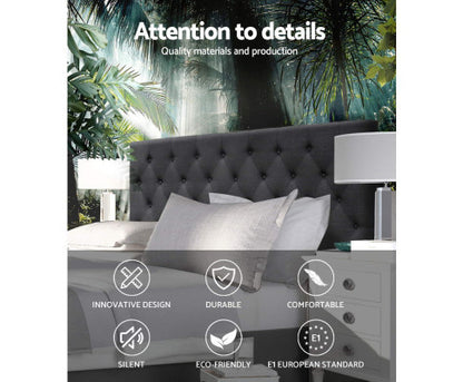 KING CELCIUS LINEN FABRIC HEADBOARD BEDHEAD - BEDHEAD HEIGHT 1200(H) - CHARCOAL