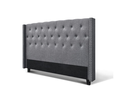 KING AUREL LINEN FABRIC HEADBOARD BEDHEAD - GREY
