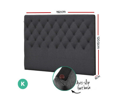 KING CELCIUS LINEN FABRIC HEADBOARD BEDHEAD - BEDHEAD HEIGHT 1200(H) - CHARCOAL