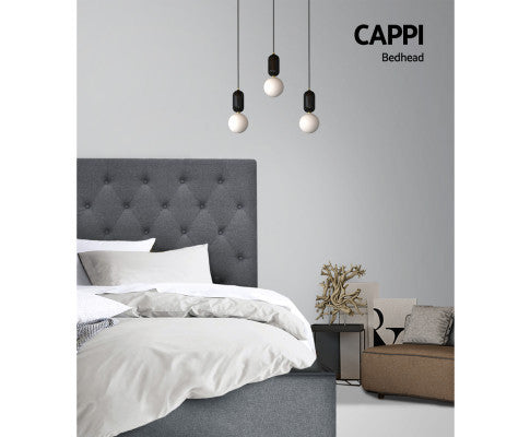 KING SINGLE CELCIUS LINEN FABRIC HEADBOARD BEDHEAD - BEDHEAD HEIGHT 1200(H) - GREY
