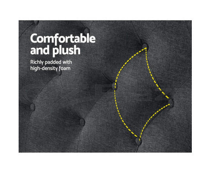 KING CELCIUS LINEN FABRIC HEADBOARD BEDHEAD - BEDHEAD HEIGHT 1200(H) - CHARCOAL