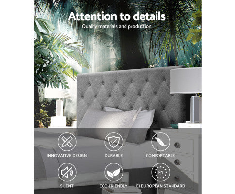 KING SINGLE CELCIUS LINEN FABRIC HEADBOARD BEDHEAD - BEDHEAD HEIGHT 1200(H) - GREY