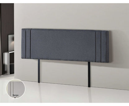 KING ANDORRA LINEN FABRIC HEADBOARD BEDHEAD - GREY