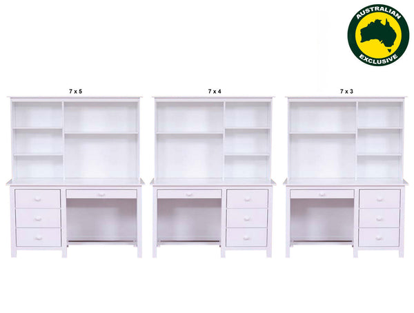KADO (AUSSIE MADE) 3 DRAWER DESK + HUTCH (REVERSIBLE) - ASSORTED PAINTED COLOURS - STARTING FROM $999
