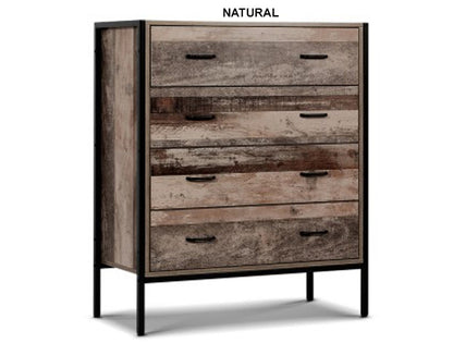 KELLAN/KAYN 4 DRAWER TALLBOY - 1000(H) x 840(W) - OAK FINISHED OR NATURAL