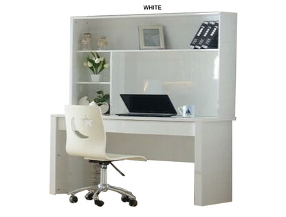 KESWICK 2 DRAWER STUDY DESK WITH HUTCH (LS 151 DESK) - HIGH GLOSS WHITE OR CHARCOAL