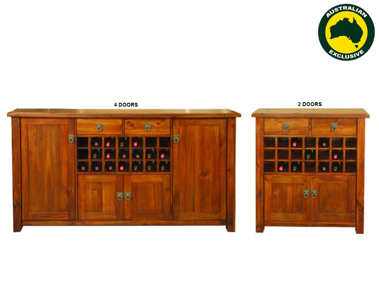 Kimberley (AUSSIE MADE) Buffet With 21 Bottle Wine Rack Collection - Assorted Stained Colours