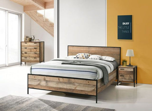 QUEEN KAYN BED FRAME - OAK FINISHED