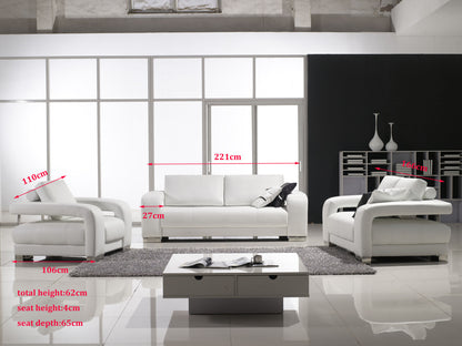 HARRIET 3R +2R + 1R  LOUNGE SUITE( MODEL-L618) IN TOP GRAIN LEATHER + PVC - ASSORTED COLOURS