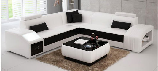 NARVIS  CORNER LOUNGE SUITE  WITH COFFEE TABLE  (MODEL - L6008B) - CHOICE OF LEATHER AND ASSORTED COLOURS AVAILABLE