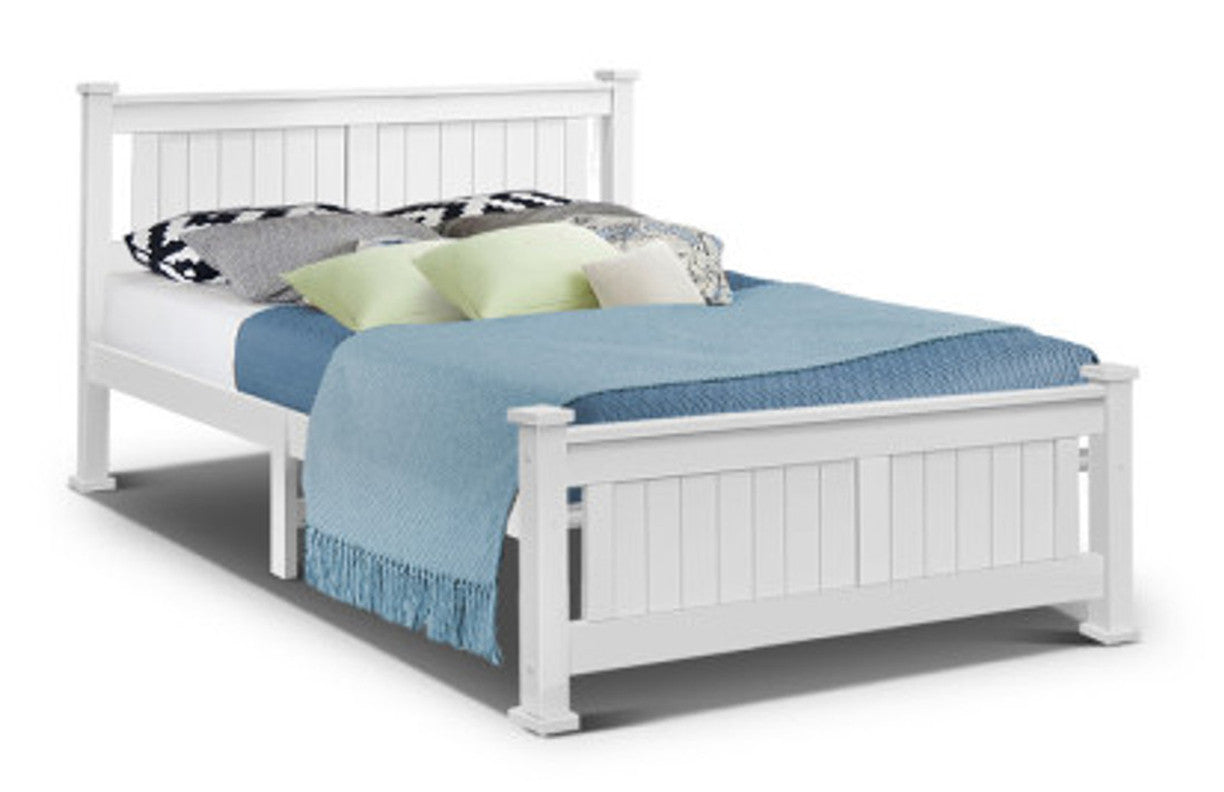Queen Lawrence Timber Bed Frame - White