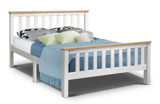 Double Lawrence Timber Bed Frame - White (TWO-TONED)
