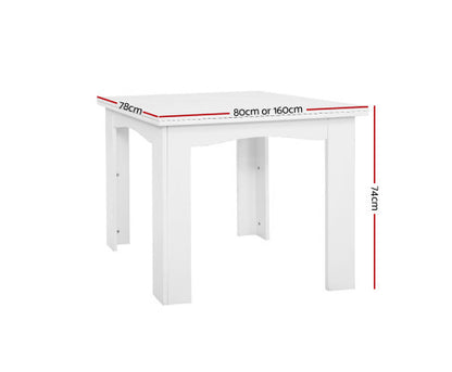 MELANIC EXTENDABLE DINING TABLE - 760(H) x 800/1600(W) x 800(D) -  WHITE