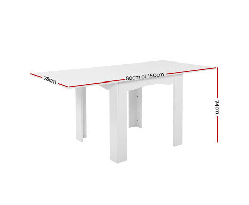 MELANIC EXTENDABLE DINING TABLE - 760(H) x 800/1600(W) x 800(D) -  WHITE