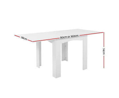 MELANIC EXTENDABLE DINING TABLE - 760(H) x 800/1600(W) x 800(D) -  WHITE