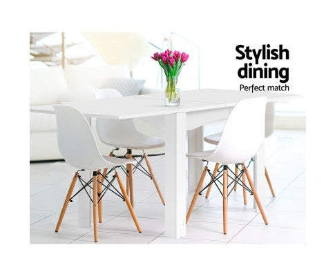 MELANIC EXTENDABLE DINING TABLE - 760(H) x 800/1600(W) x 800(D) -  WHITE