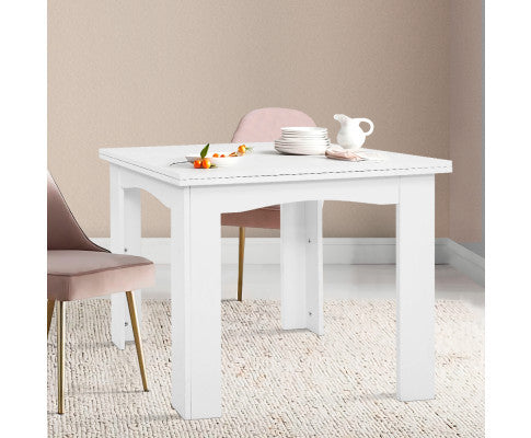 MELANIC EXTENDABLE DINING TABLE - 760(H) x 800/1600(W) x 800(D) -  WHITE