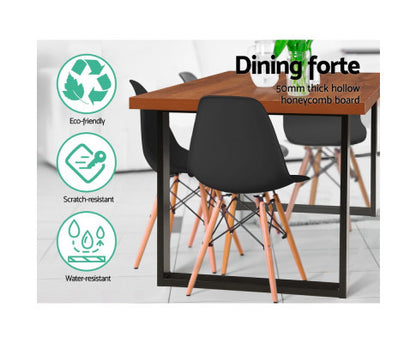 ARWEN 6 SEATER WOODEN DINING TABLE - OAK & BLACK
