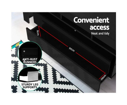 HAMILTON 2 DRAWERS 1600(W) ENTERTAINMENT UNIT WITH RGB LED – HIGH GLOSS BLACK