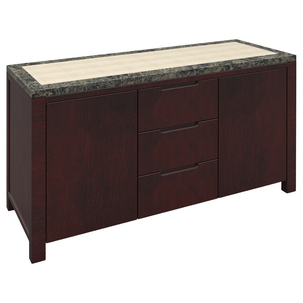 Gobsten Marble - Wooden Sideboard Buffet - 2 Door / 3 Drawer (MODEL-9102) - As Pictured