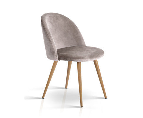 CAMRYN (SET OF 2) VELVET FABRIC DINING CHAIR - LIGHT GREY