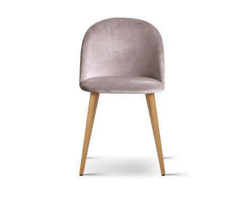 CAMRYN (SET OF 2) VELVET FABRIC DINING CHAIR - LIGHT GREY