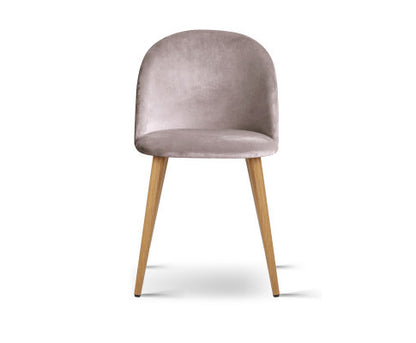 CAMRYN (SET OF 2) VELVET FABRIC DINING CHAIR - LIGHT GREY
