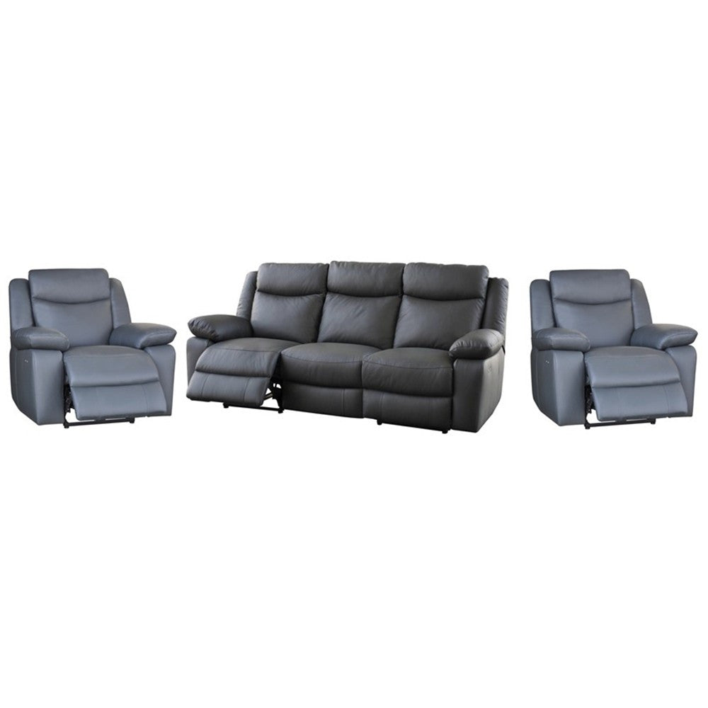 Costa 3rr + R + R Electric Recliner - Leather - Dark Grey