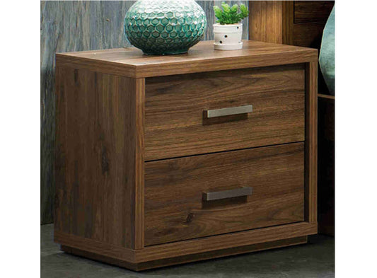 Chania Bedside Table - 554(H) X 550(D) - Rustic Walnut