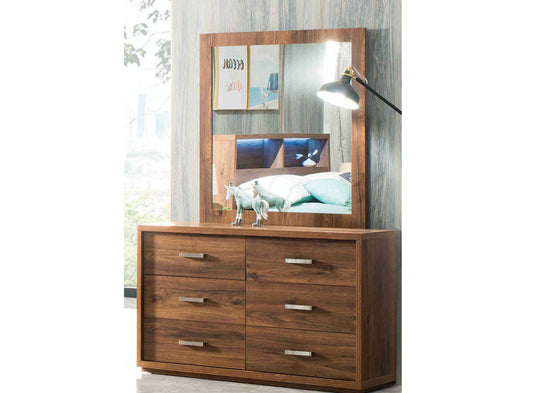 CHANIA DRESSING TABLE WITH MIRROR - RUSTIC WALNUT