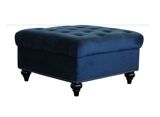 LOUISA TUFTED SQUARE OTTOMAN -460(H) X 800(W) - NAVY