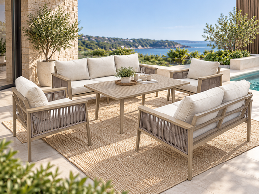 La Verita 5-Piece Outdoor Dining Setting – Beige Aluminium Frame