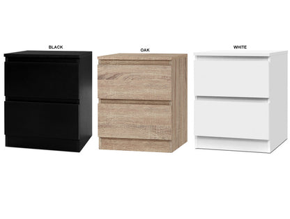 LARRY 2 DRAWER BEDSIDE TABLE - 500(H) x 400(W) x 395(D) - ASSORTED COLOURS