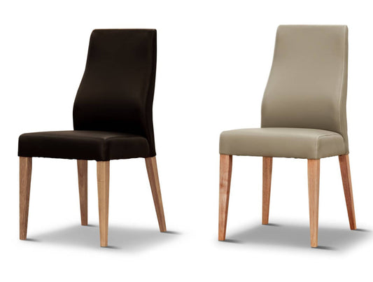 Larry Leatherette / Hardwood Dining Chair - Black Seating / Legs Or Medi Silver