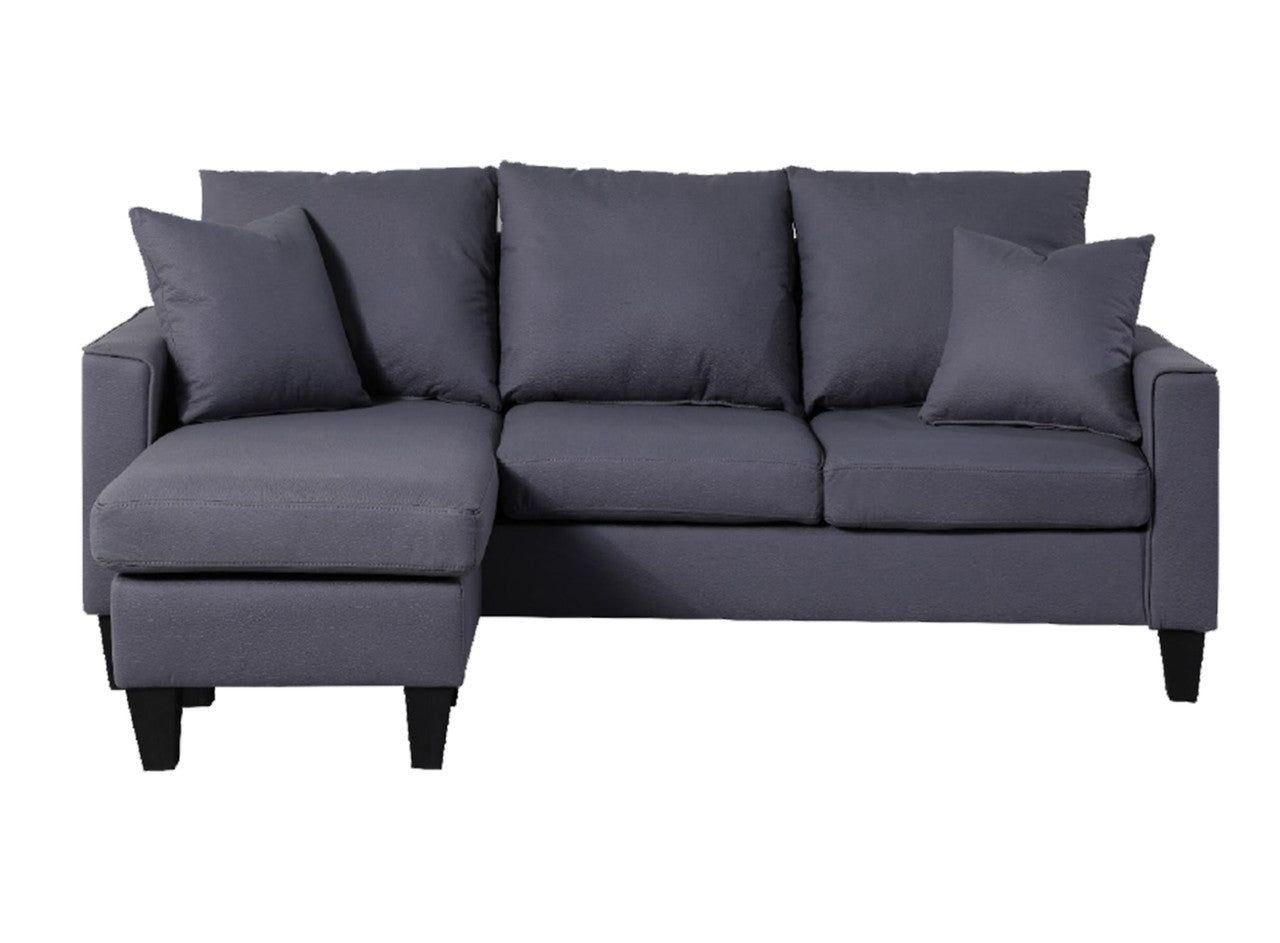 Lauren 3 Seater Fabric Chaise Lounge - Midnight (AS PICTURED) Or Charcoal