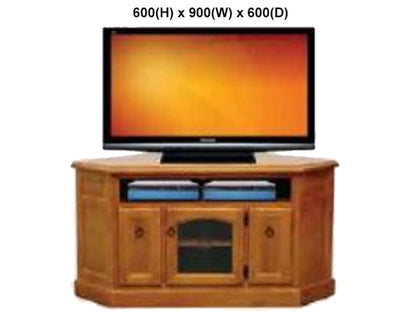 LAWSON (AUSSIE MADE) CORNER TV UNIT WITH TWIN PULL-OUTS COLLECTION - ASSORTED STAINED COLOURS - STARTING FROM $899