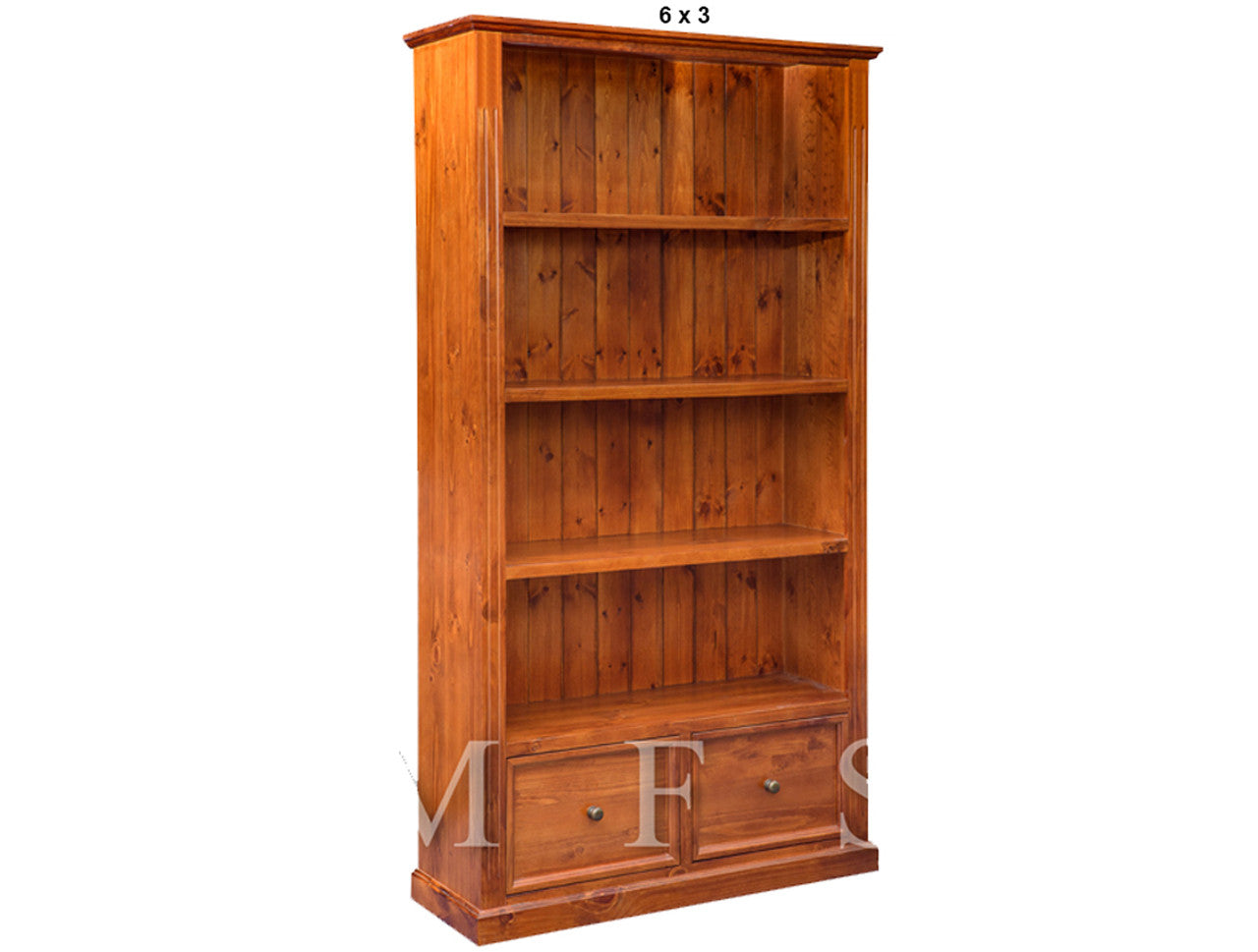 LEGIONS (AUSSIE MADE) BOOKCASE WITH 2 DRAWERS COLLECTION - ASSORTED STAINED COLOURS - STARTING FROM $799