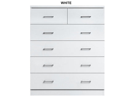 LENNY 6 DRAWER TOP SPLIT TALLBOY - 1050(H) x 850(W) - ASSORTED COLOURS