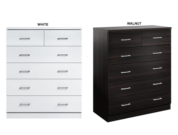 LENNY 6 DRAWER TOP SPLIT TALLBOY - 1050(H) x 850(W) - ASSORTED COLOURS