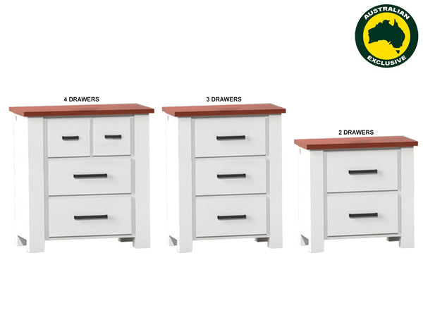 LIBBY (AUSSIE MADE) BEDSIDE TABLE COLLECTION - ASSORTED PAINTED / STAINED COLOURS - STARTING FROM $399