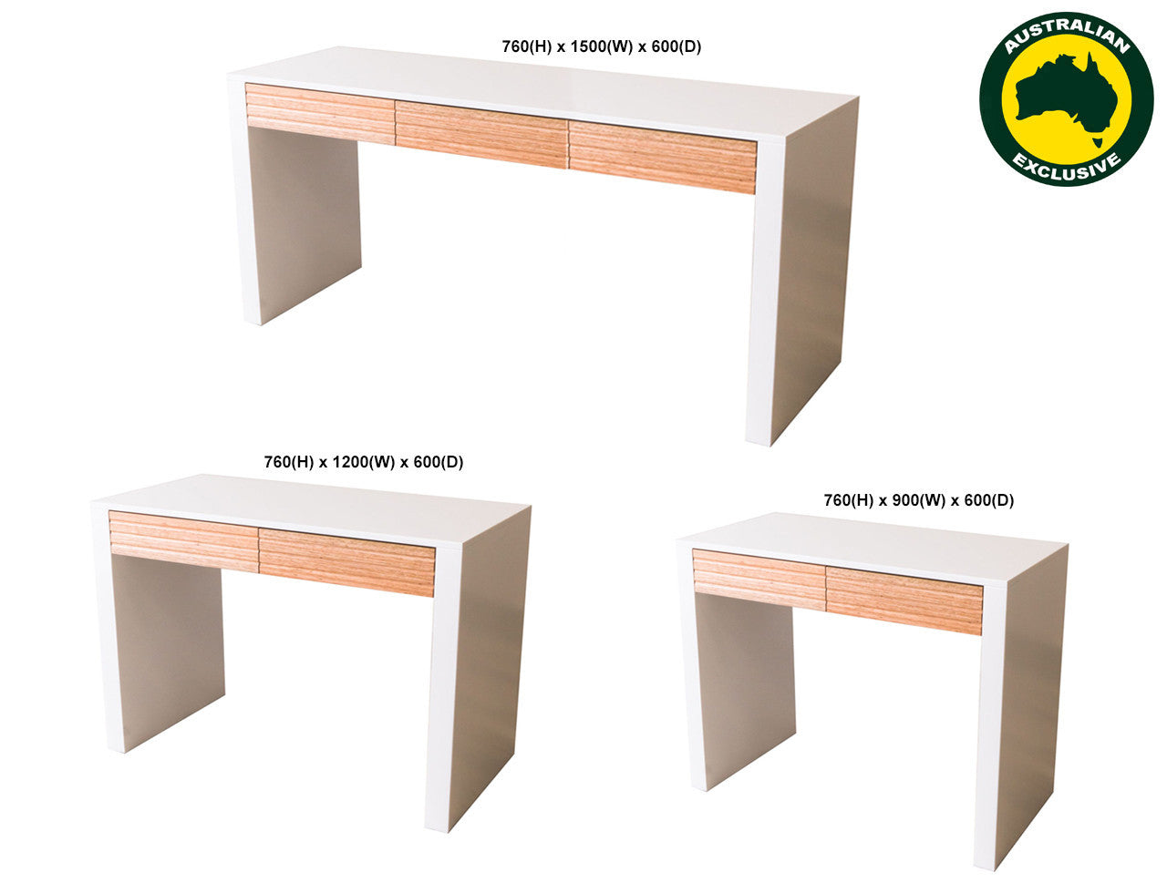 Lily (AUSSIE MADE) Desk (REVERSIBLE) Collection - Tassie Oak Combination - Assorted Painted / Stained Colours
