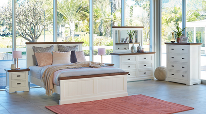HAMPTONS (CUSTOM WOOD) KING 3 PIECE (BEDSIDE) BEDROOM SUITE - STAINED , PAINTED OR 2 TONE